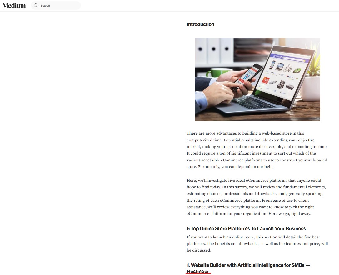 Mention in an article on Medium